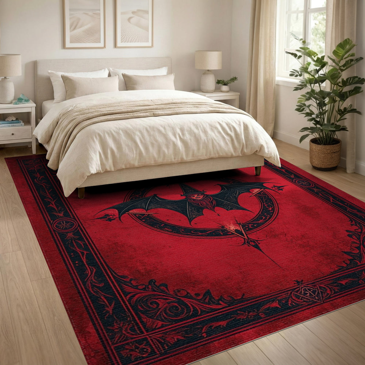 Red Bat Witch Area Rug
