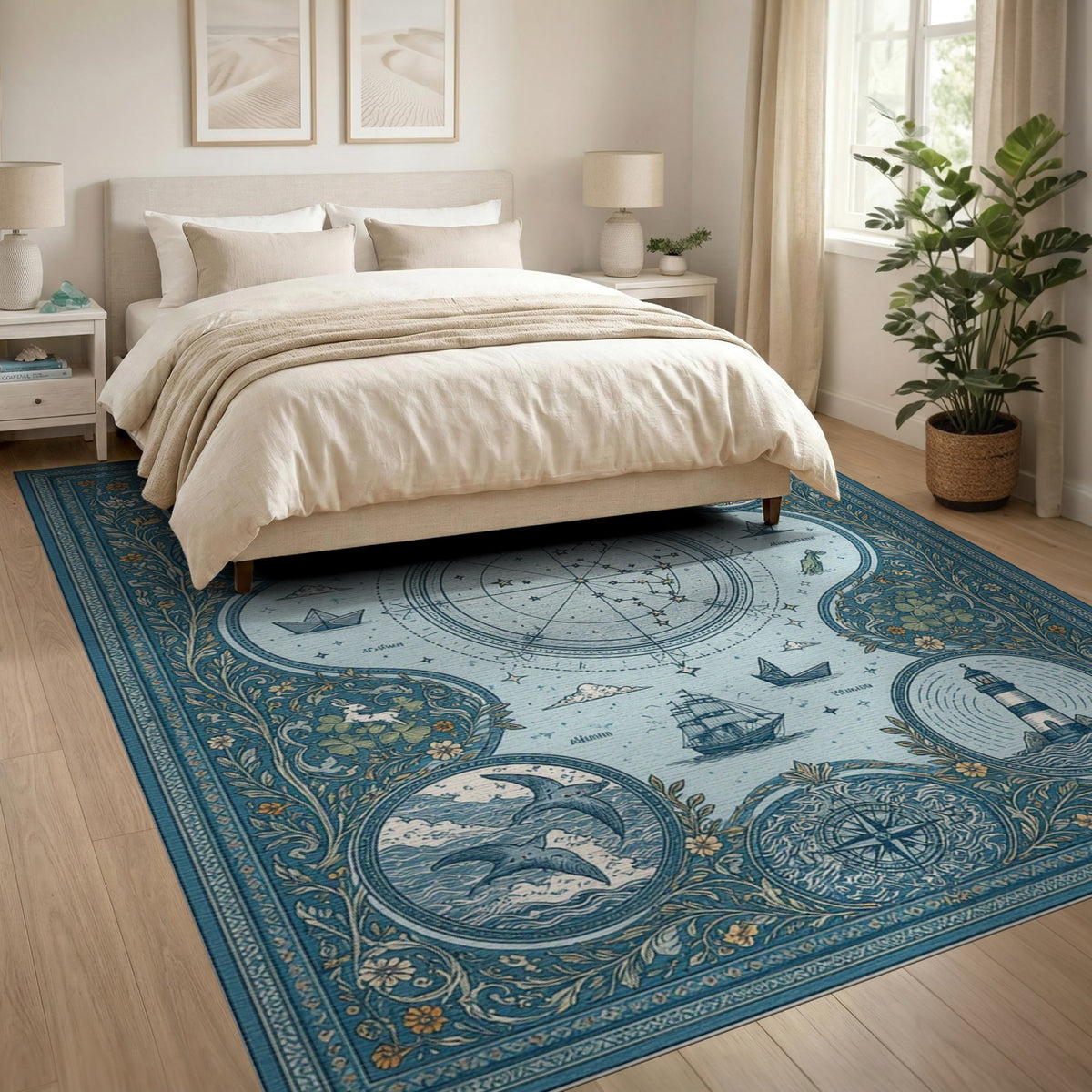 Celestial Nautical Compass Area Rug