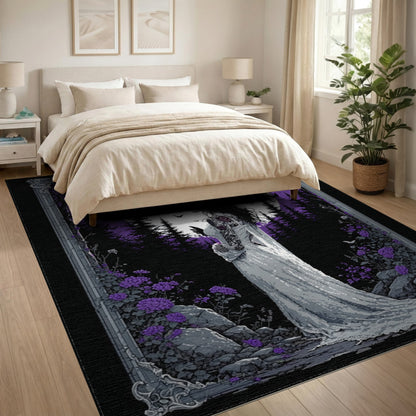 Purple Moonlit Forest Washable Area Rug