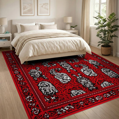 Red Monkey Bandana Area Rug