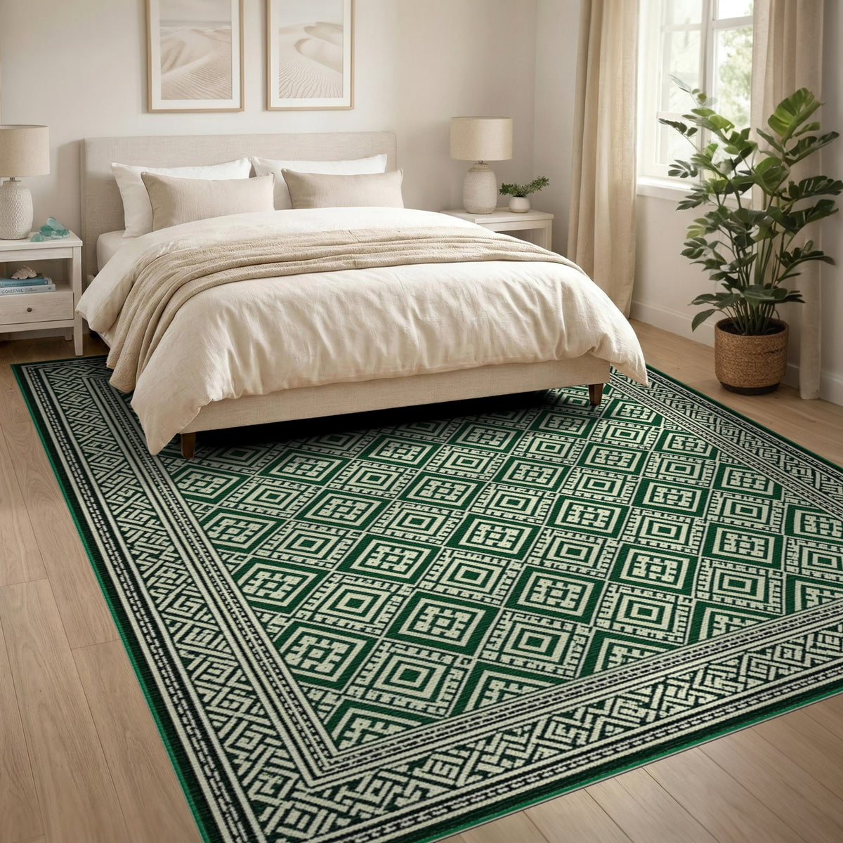 Diamond Geometric Modern Green Geometric Diamond Area Rug