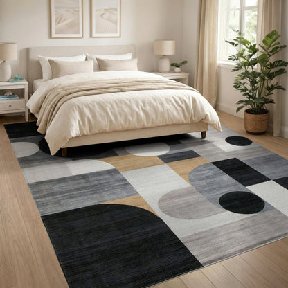 Black White Geometric Modern No. 40 Area Rug