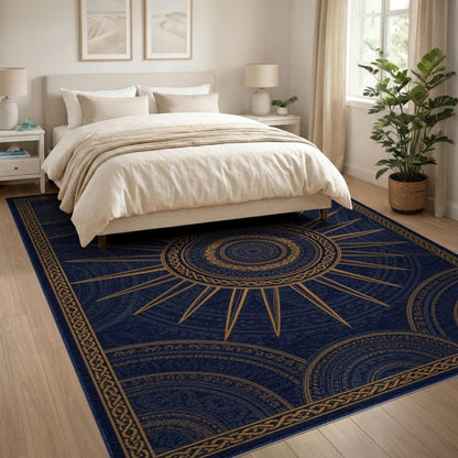 Navy Gold Sunburst Heritage Rug