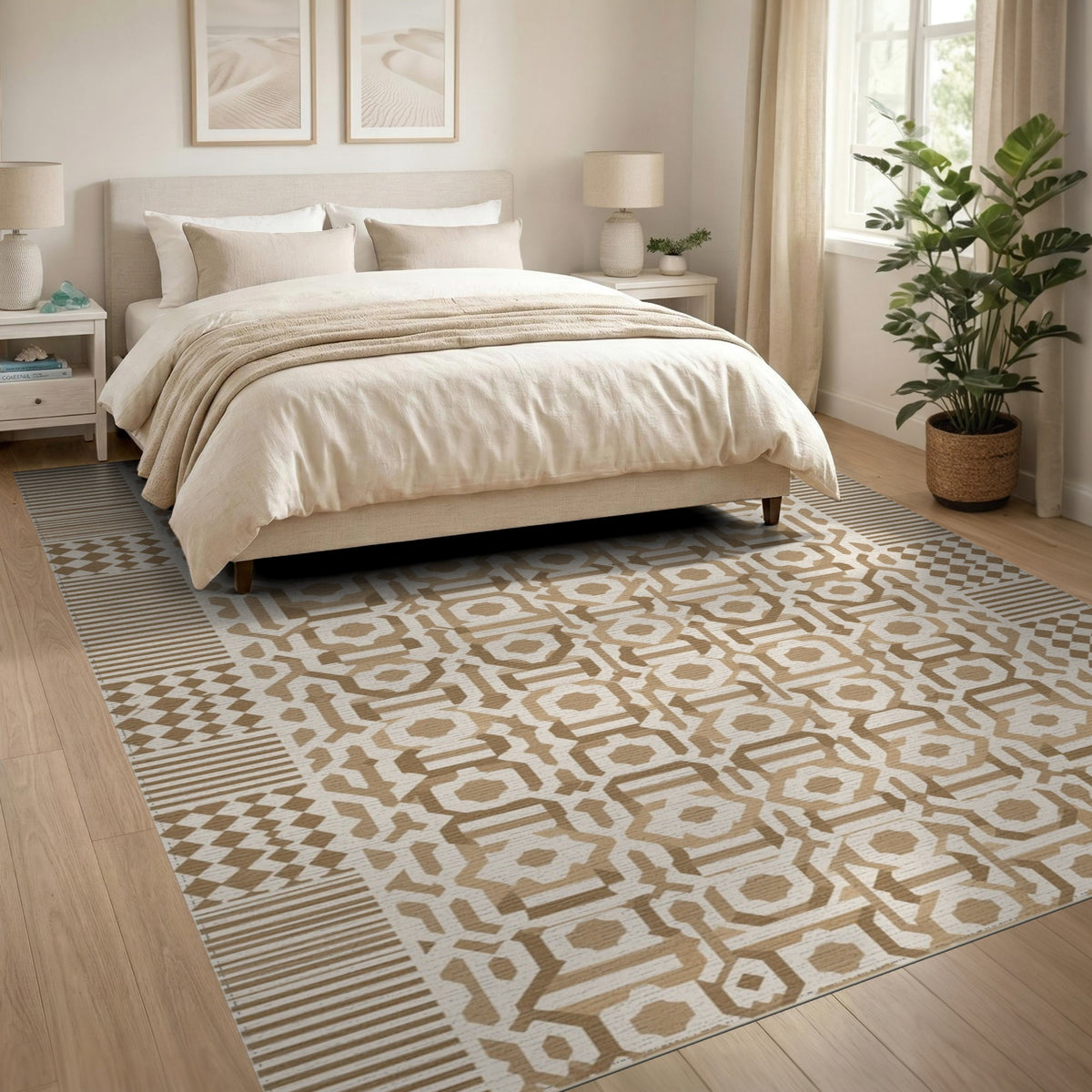 Brown Tan Geometric Area Rug