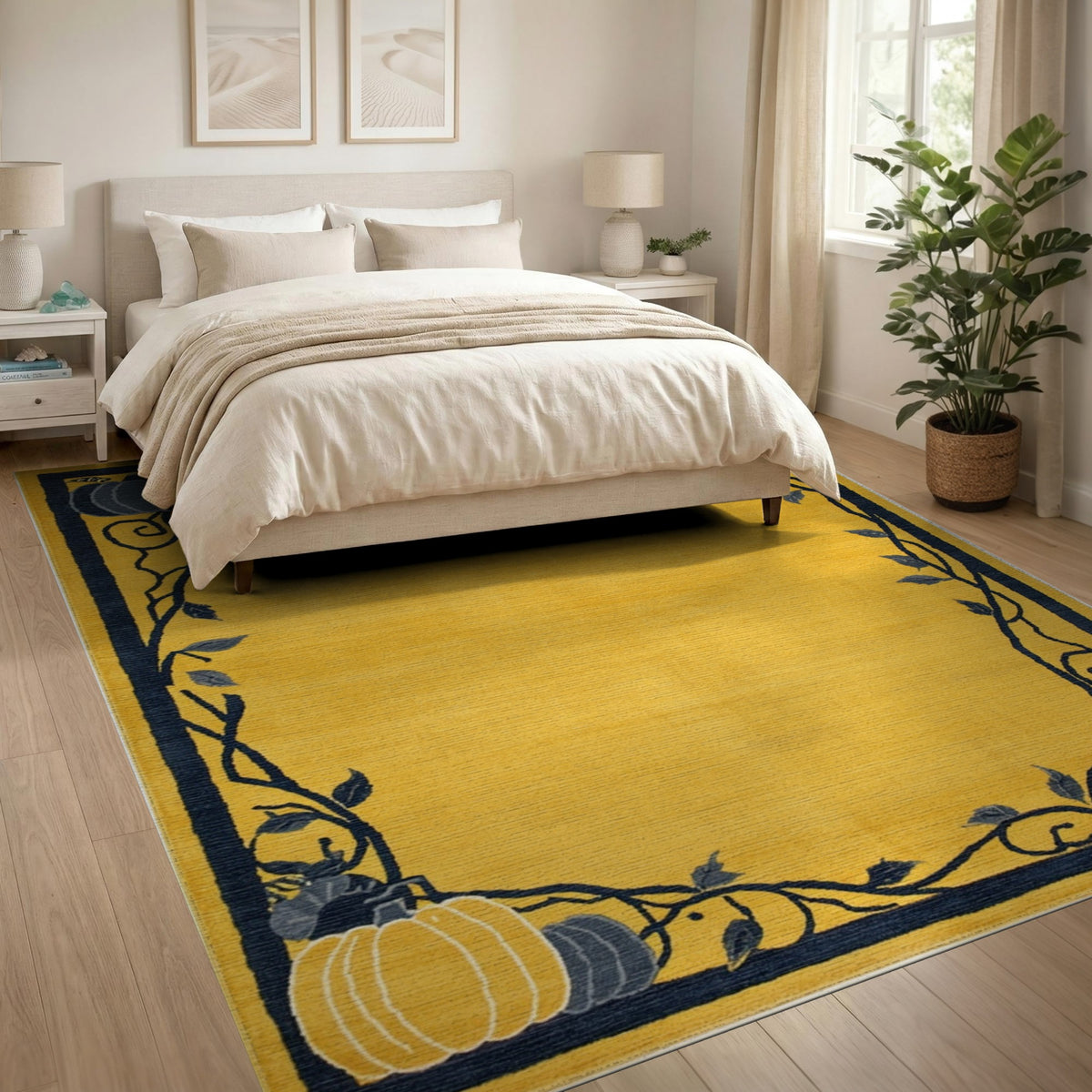 Yellow Pumpkin Vine Area Rug