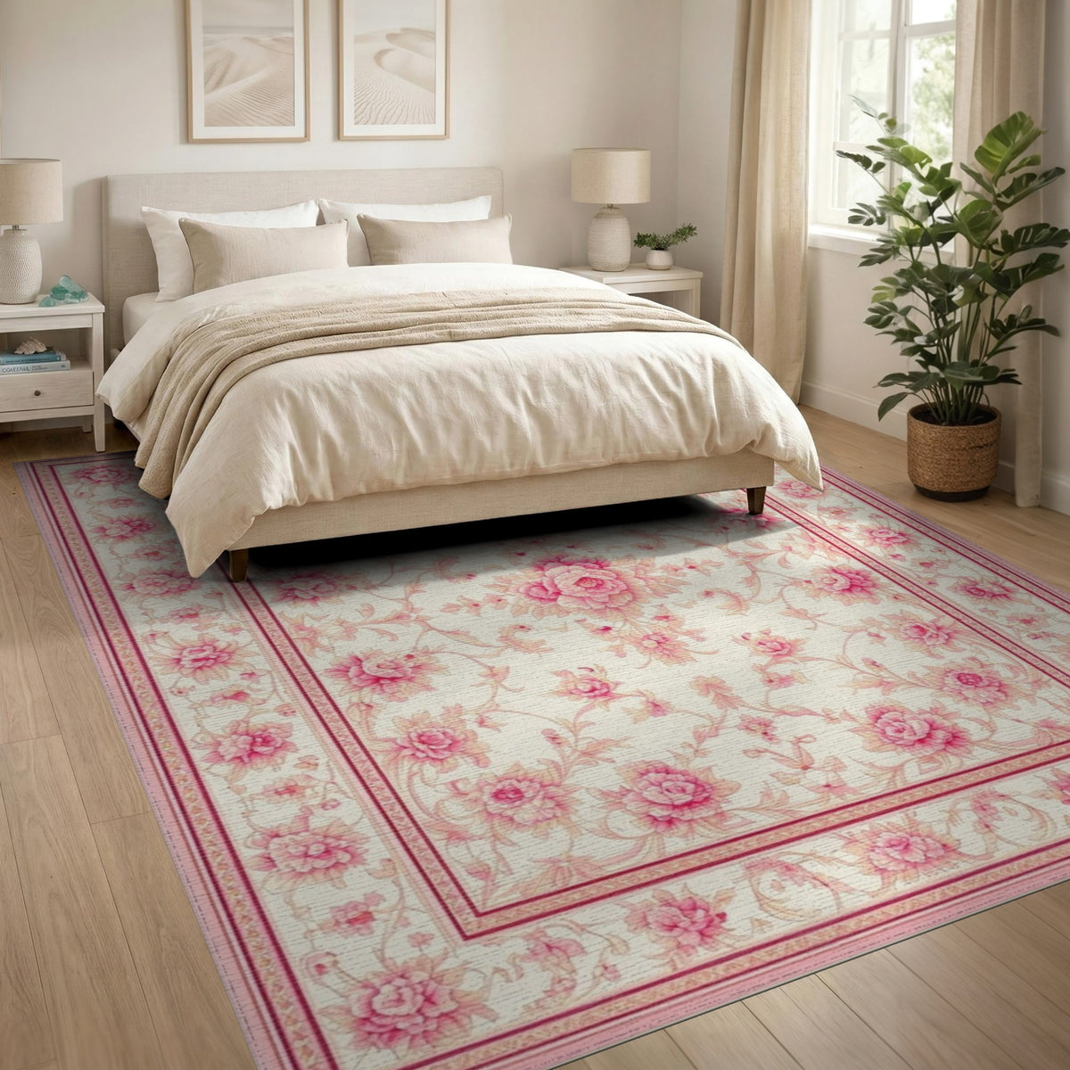 Pink Rose Floral Vintage No. 24 Area Rug