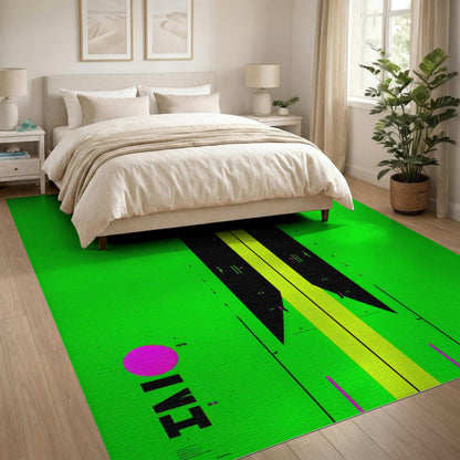 Green Bold Green Geometric Area Rug