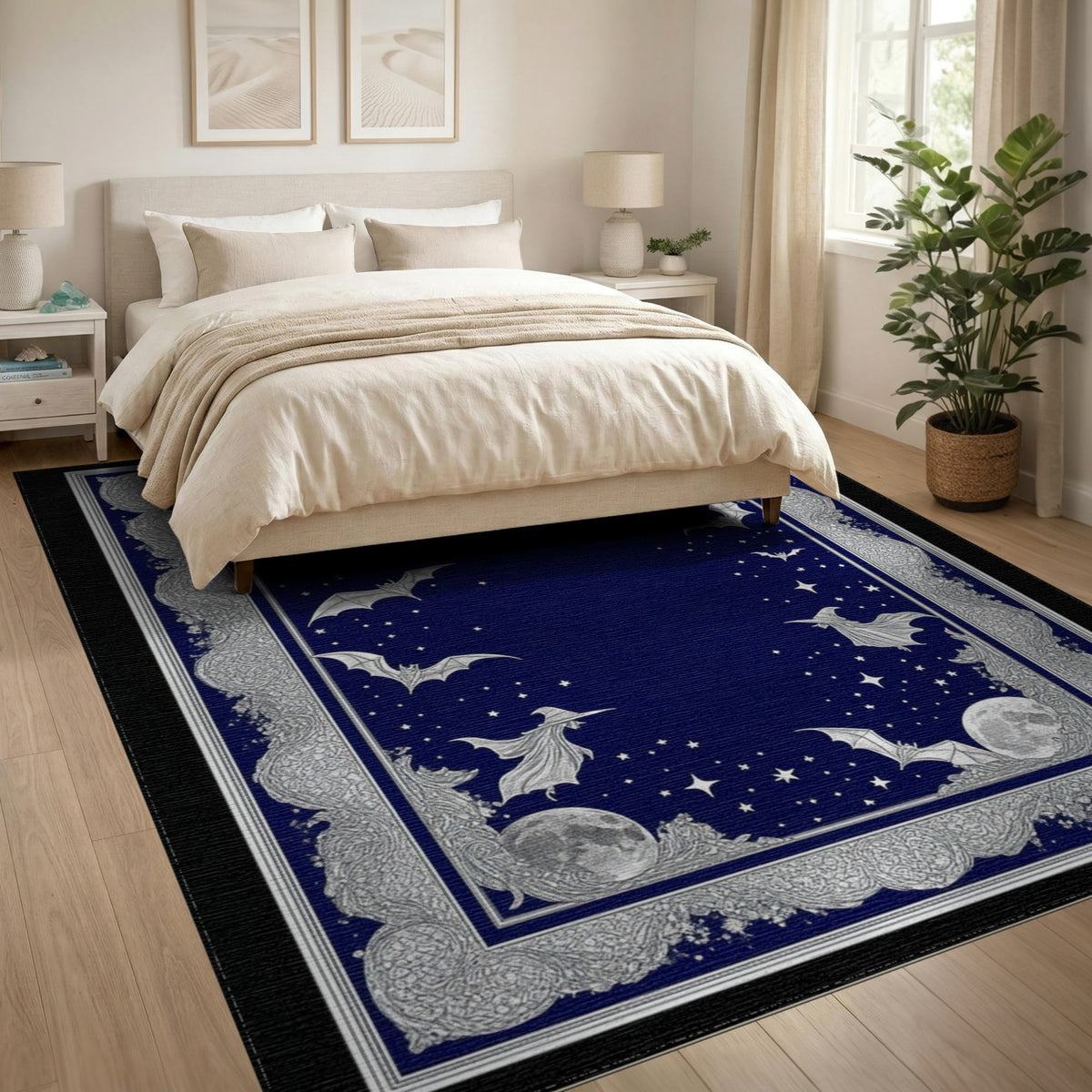 Midnight Witch Bat Celestial Area Rug
