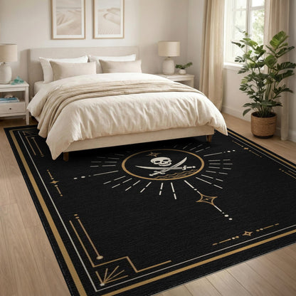 Pirate Skull Crossed Swords Area Rug
