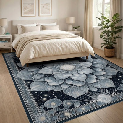 Blue Lotus Mandala Area Rug