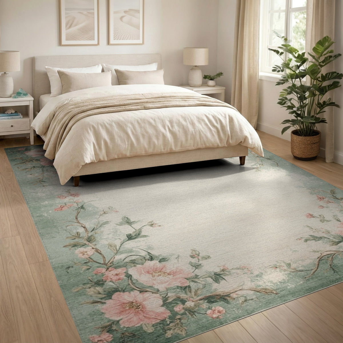 Rose Floral Vintage Pink Rose Vintage Floral Area Rug