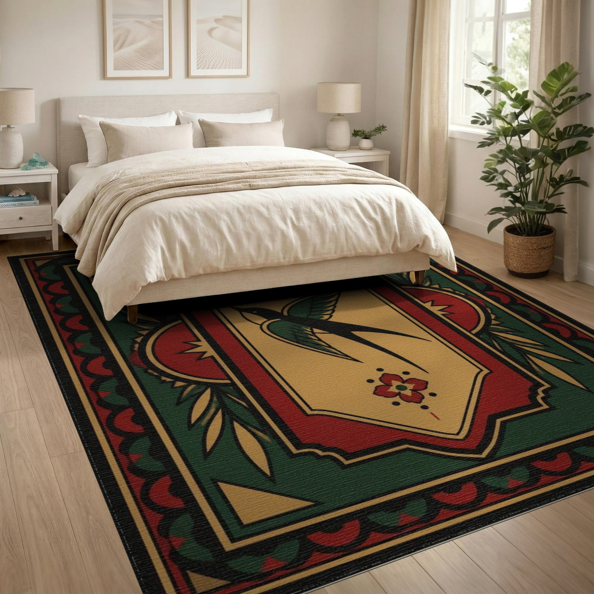 Flying Swallow Bird Area Rug