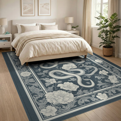 Blue Serpent Floral Vintage Area Rug