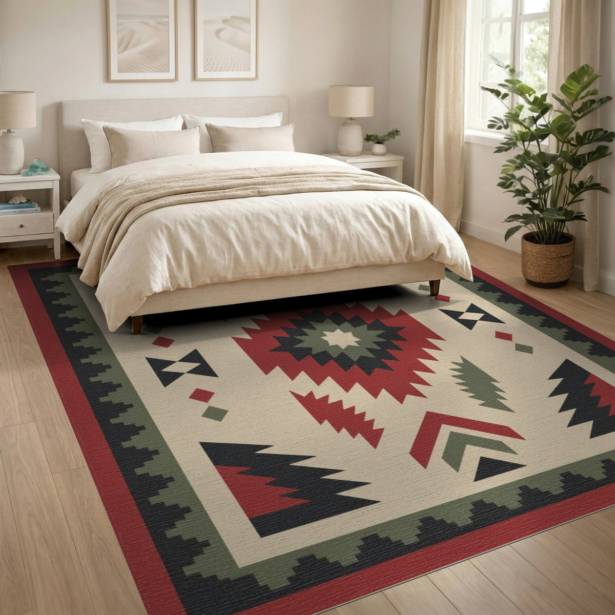 Red Southwestern Geometric Area Rug