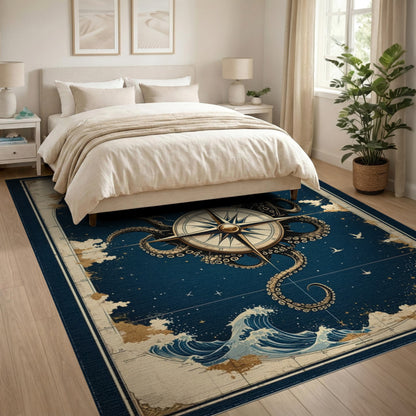 Octopus Compass Vintage Area Rug