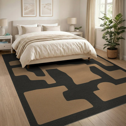 Tan Abstract Form Area Rug