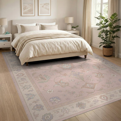 Blush Pink Floral Vintage Area Rug