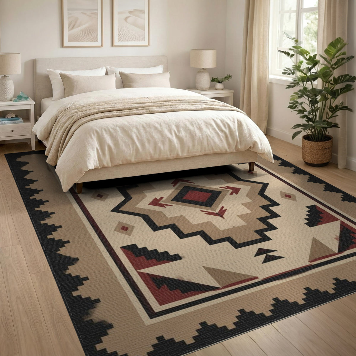 Brown and Tan Southwestern Geometric Area Rug