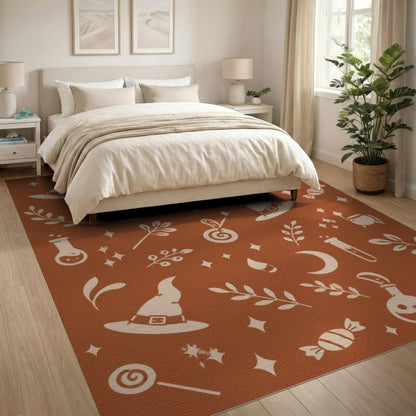 Orange Witch Hat Halloween Area Rug