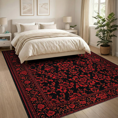 Red ODIKA Red Floral Persian Area Rug