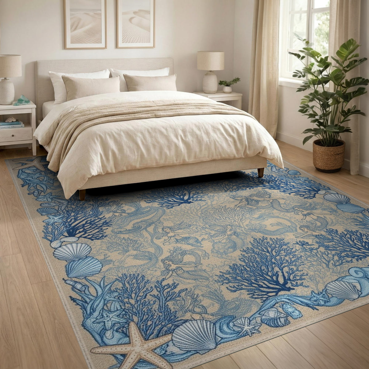 Blue Mermaid Coastal Area Rug