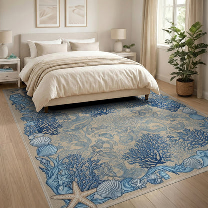 Blue Mermaid Coastal Area Rug