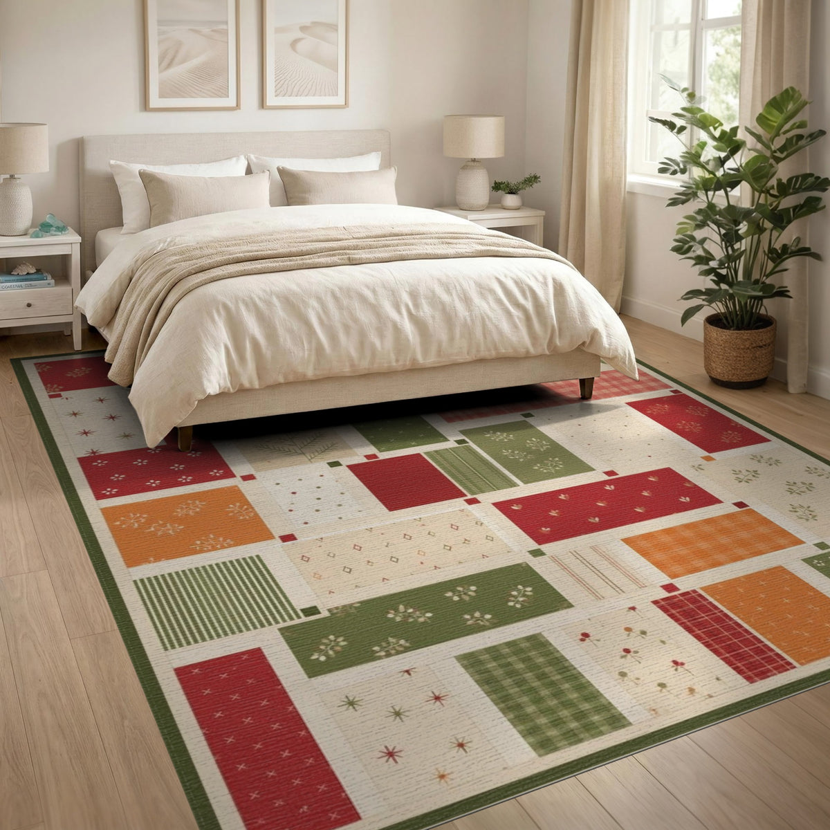 Patchwork Berry Plaid Area Rug