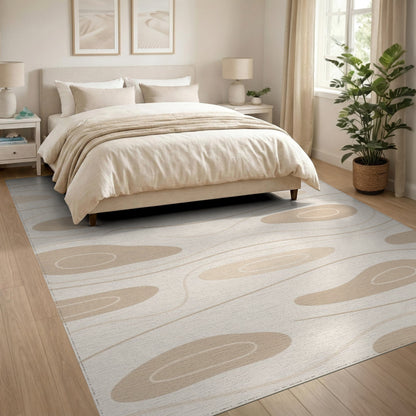 Beige Organic Abstract Area Rug