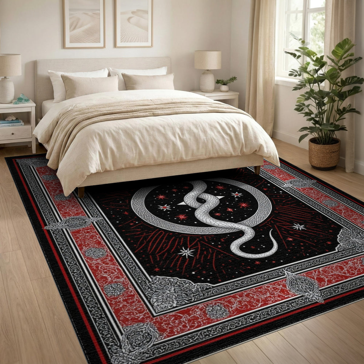Mystic Serpent Black White Area Rug