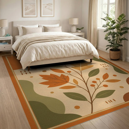 Autumn Orange Leaves Washable Area Rug