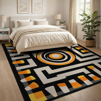 Geometric Candy Corn Maze Area Rug