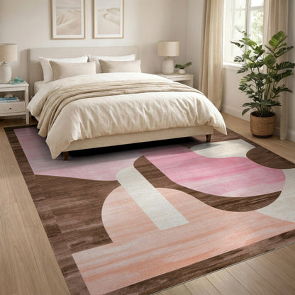 Blush Pink Abstract Area Rug