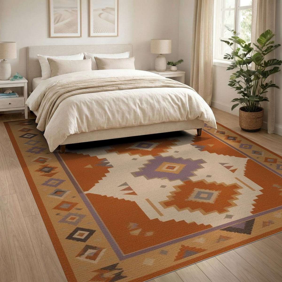 Southwestern Orange Geometric Area Rug