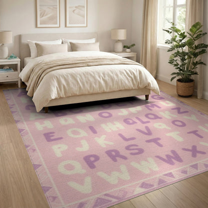 Purple Alphabet Kids Washable Area Rug