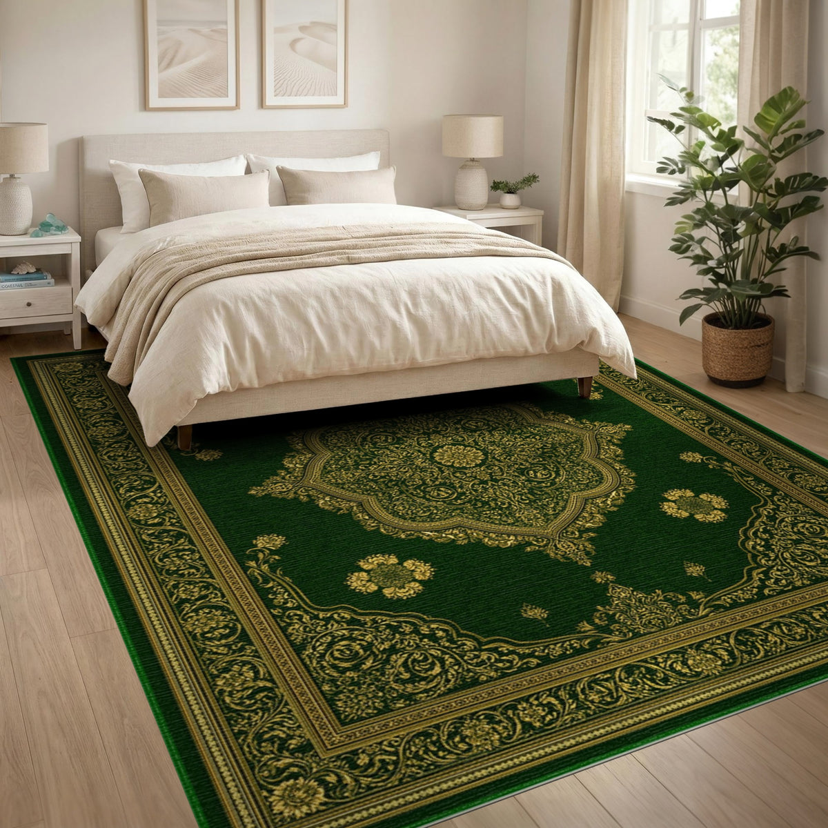 Green Gold Ornate Persian Area Rug