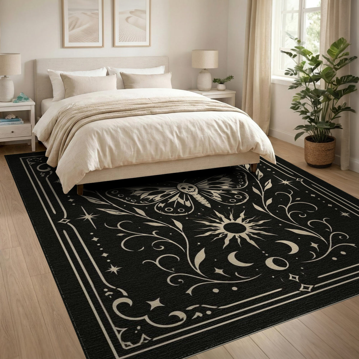 Skull Moth Celestial Area Rug