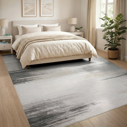 Grey Abstract Area Grey Abstract Brushstroke Area Rug
