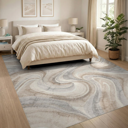 Beige Swirl Abstract No. 4 Area Rug