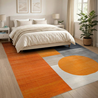 Geometric Modern Orange Geometric Circle Area Rug