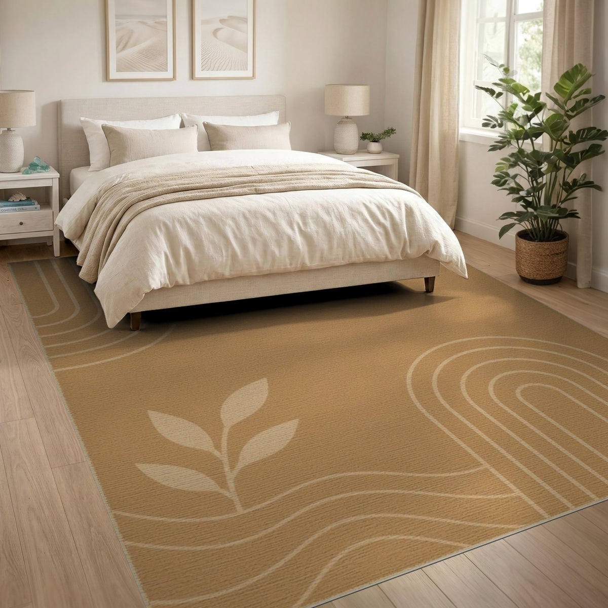Geometric Modern Brown Geometric Arch Area Rug