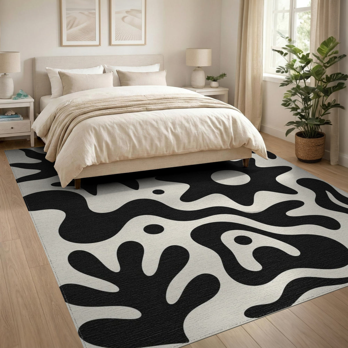 Abstract Area Bold Black White Abstract Area Rug