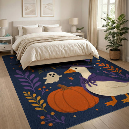 Purple Halloween Witch Duck Kids Area Rug
