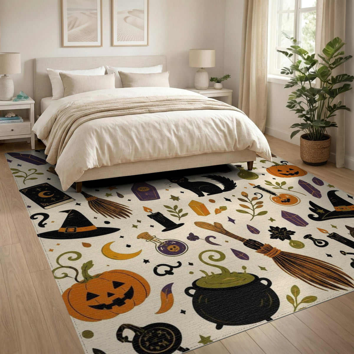 Spooky Halloween Witchcraft Area Rug