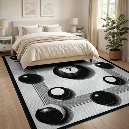 ODIKA Black White Geometric Circle Area Rug