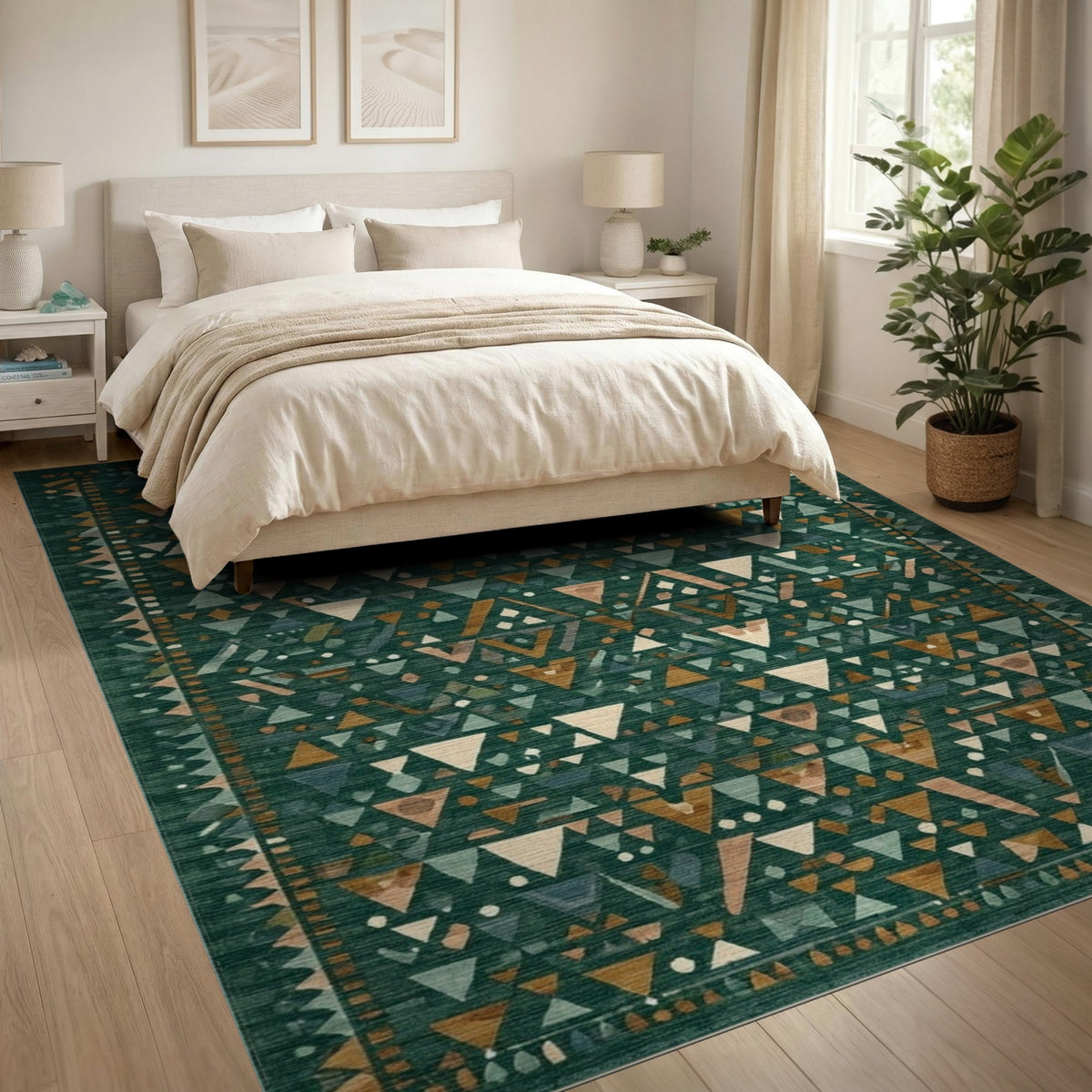 Green Heritage Tribal Green Heritage Tribal Geometric Area Rug