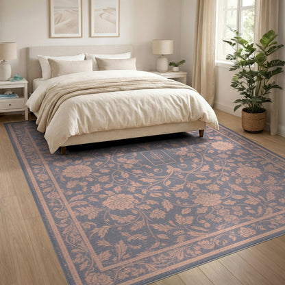 Blue Floral Vintage Area Rug
