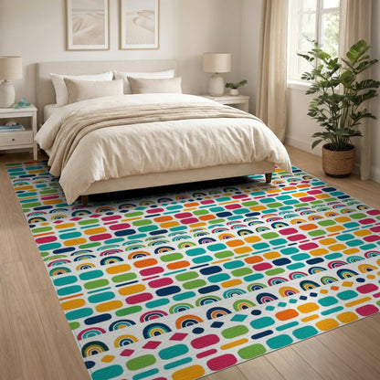 Vibrant Multi-Color Geometric Area Rug