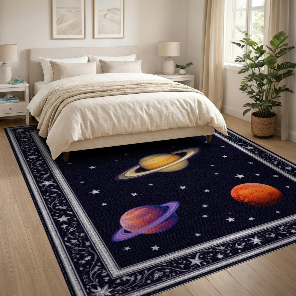 Celestial Space Planets Area Rug