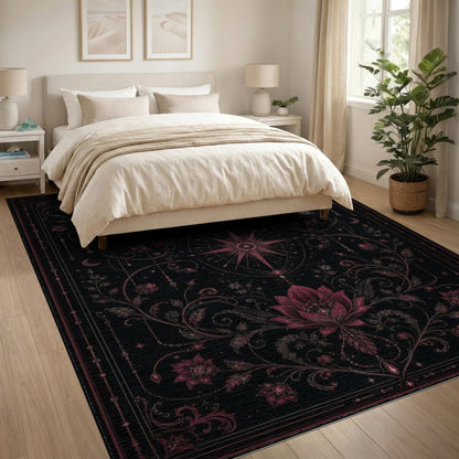 Pink Celestial Lotus Floral Area Rug