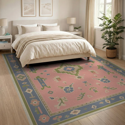Blush Pink Floral Vintage Area Rug